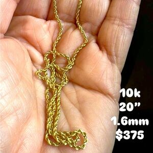Elegant Gold Rope Chain Necklace 10k